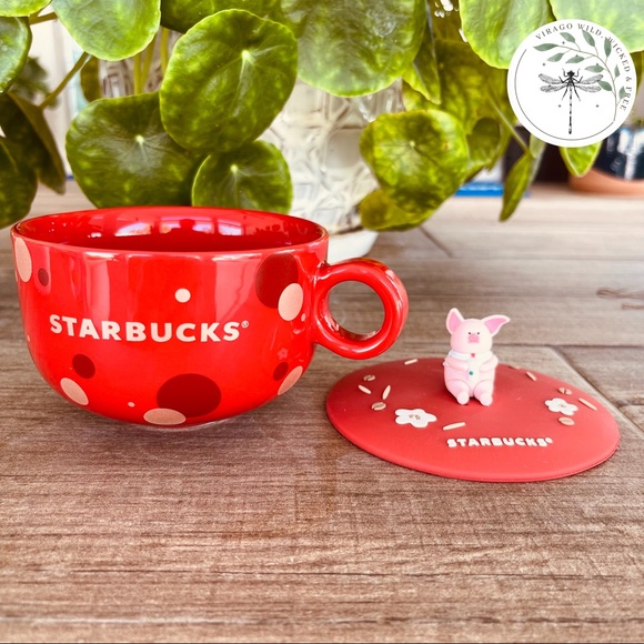 LAST 1🎊2020 Starbucks Red Mug with Pig and Rubber Lid - Picture 8 of 9